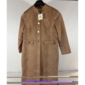 Anne Klein AK Women's Textured Faux Snakeskin Coat Med Mandarin Collar NWT $159